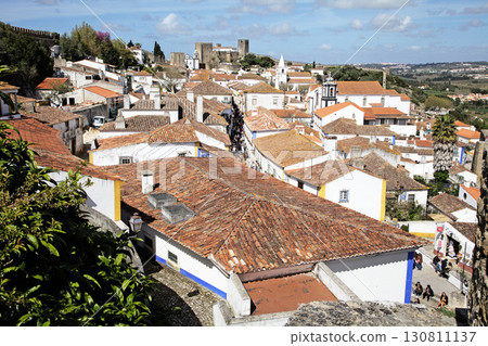 Obidos, Portugal - April 01, 2017 - Rooftops of Obidos Obidos, Portugal - April 01, 2017 - Rooftops of Obidos 130811137