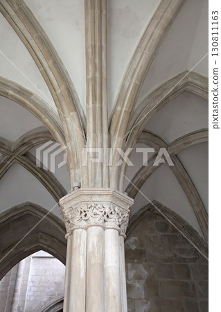 Architecture details showcasing Gothic elements at Monastery Santa Maria in Alcobaca, Portugal 130811163