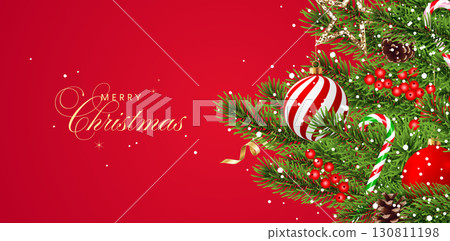 Christmas card background, holiday banner, tree decorations Christmas card background, holiday banner, tree decorations 130811198