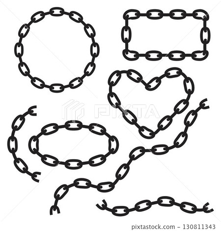 brush of chain in line of circle, rectangle, heart shape brush of chain in line of circle, rectangle, heart shape 130811343
