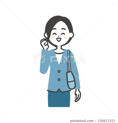 圖解：一位身穿夾克的女士腋下夾著一個袋子，正揮拳 130811523