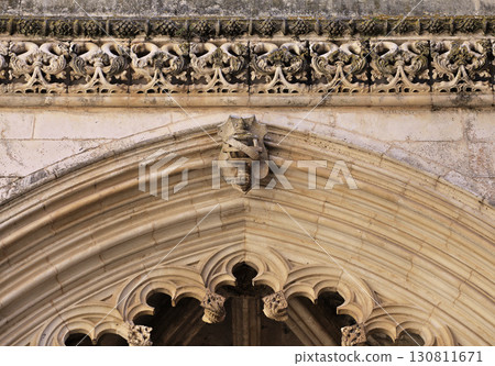 Intricate stone carvings in the historic Batalha monastery in Portugal 130811671