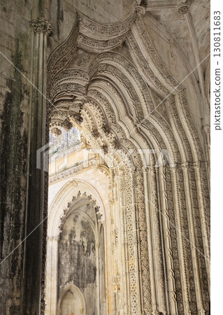 Intricate stone carvings in the historic Batalha monastery in Portugal Intricate stone carvings in the historic Batalha monastery in Portugal 130811683