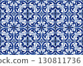 Seamless Blue Portuguese azulejo tiling with traditional patterns 130811736