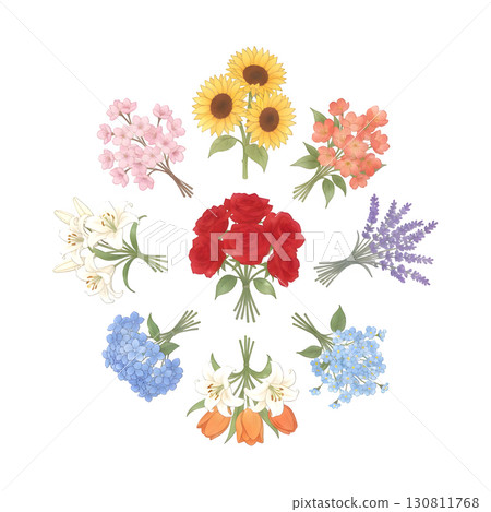 Set of Flowers illustration design 130811768