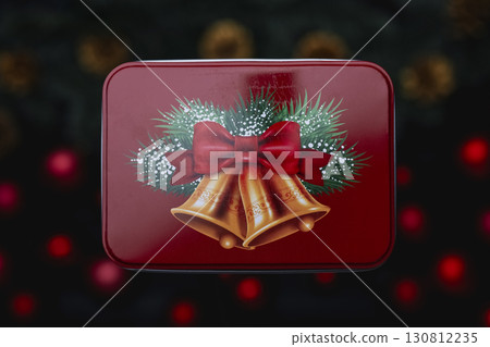 red Christmas balls and fir branches christmas 130812235