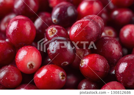 Red Cranberry Fruit Background. Cranberries. Full depth of field. Heap of raw fresh cranberries on a white isolated background. Vegetarian food and fruits high in antioxidants conceptual idea 130812686