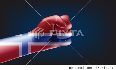 Fist with flag of Norway. 3d vector illustration 130812725