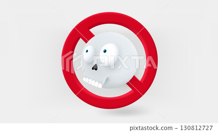 Skull crossed with red line in the circle. 3d vector illustration Skull crossed with red line in the circle. 3d vector illustration 130812727