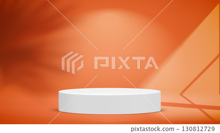 Orange studio with white platform. 3d vector template 130812729