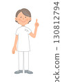 Pointing senior female nurse _ whole body 130812794
