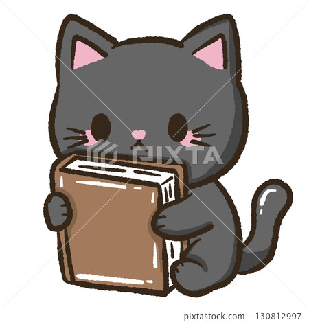 Kawaii black cat illustration holding a giant book for kids storybooks educational materials school projects home decor crafts scrapbooking and creative stationery design Kawaii black cat illustration holding a giant book for kids storybooks educational materials school projects home decor crafts scrapbooking and creative stationery design 130812997