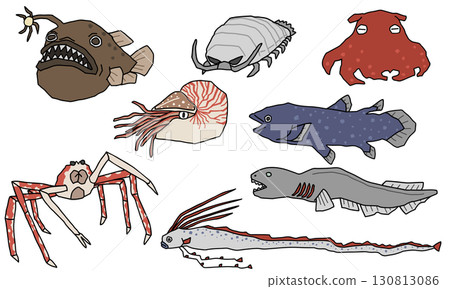 Deep-sea fish illustration set Deep-sea fish illustration set 130813086