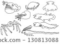 Deep-sea fish illustration set (line drawing) 130813088