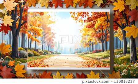 Autumn Tree-Lined Greeting 130813237