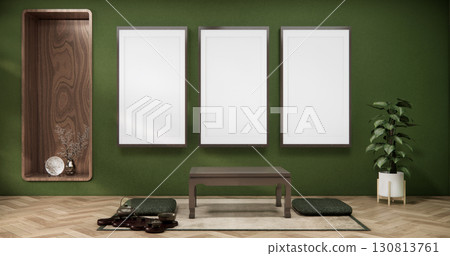 Chabudai japan traditional low table and decoration on minimal Japandi room japan style.3D rendering 130813761