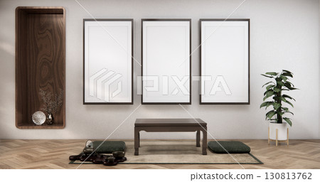Chabudai japan traditional low table and decoration on minimal Japandi room japan style.3D rendering 130813762