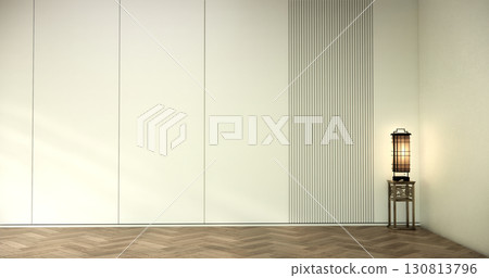 Scandinavian empty room designed to have a Japanese feel, Mock up modern japandi room.3D rendering Scandinavian empty room designed to have a Japanese feel, Mock up modern japandi room.3D rendering 130813796