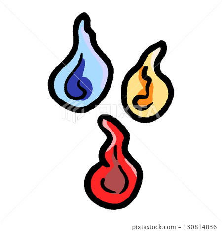 火焰、火、光、火插圖集、多重、紅色、藍色、黃色 130814036