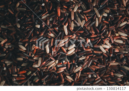 Top view of organic mixed rice grains. Concept of healthy food, sustainable agriculture 130814117