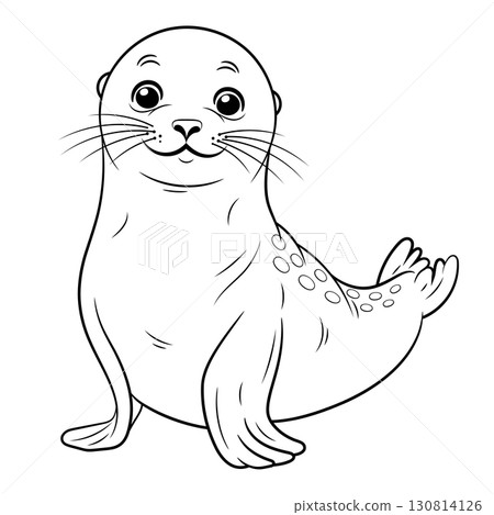 Doodle Vector Illustration of a Seal in Cartoon Style 130814126