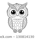 Doodle Vector Illustration of Owl in Cartoon Style 130814130