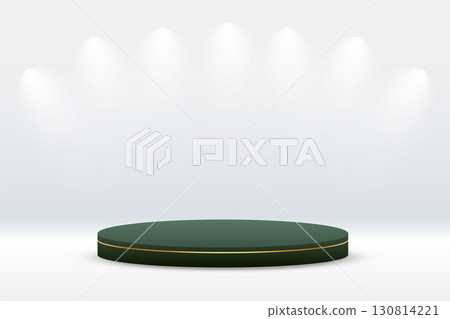 eye catching 3d pedestal platform white background with spot light effect 130814221