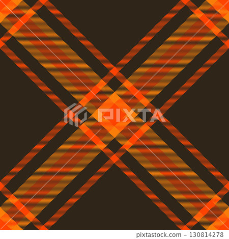 Asymmetric texture check textile, row plaid background tartan. Teen seamless vector pattern fabric in dark and orange red colors. 130814278