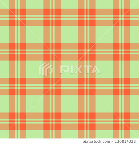 Cross seamless vector tartan, yuletide fabric plaid background. Diwali textile texture check pattern in orange and green colors. 130814328