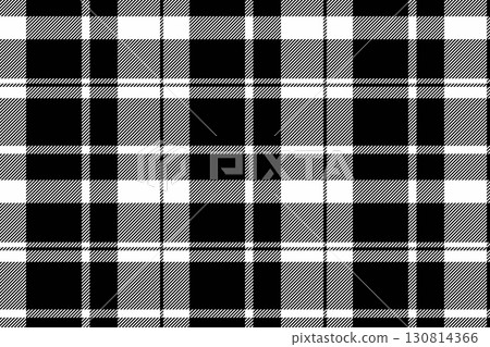 Serene tartan vector plaid, eps fabric check background. Quilt pattern seamless texture textile in black and white colors. 130814366