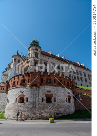 Poland, Krakow, Wawel Royal Castle with defensive wall. 130814754