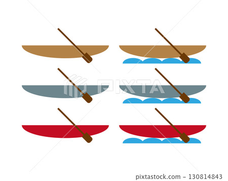 Set of canoe, kayak and boat icon illustrations 130814843
