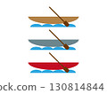 Set of illustrations of canoe, kayak and boat icons running on waves 130814844