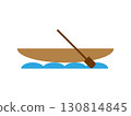 Illustration of canoe, kayak and boat icons running on waves 130814845