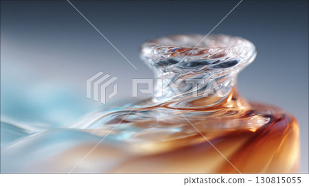 Abstract, fluid glass sculpture, translucent with amber blue tones. Evokes concepts of transparency, innovation, fluidity. Perfect for tech, science, or design projects. Abstract, fluid glass sculpture, translucent with amber blue tones. Evokes concepts of transparency, innovation, fluidity. Perfect for tech, science, or design projects. 130815055