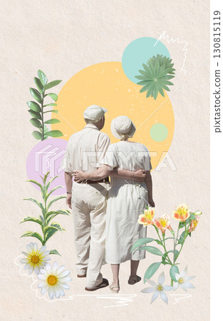 Senior couple walking together on abstract background. Retired elderly people man and woman enjoy and fun outdoor activity - lifestyle, travel, nature, hiking and summer vacation concept. Senior couple walking together on abstract background. Retired elderly people man and woman enjoy and fun outdoor activity - lifestyle, travel, nature, hiking and summer vacation concept. 130815119