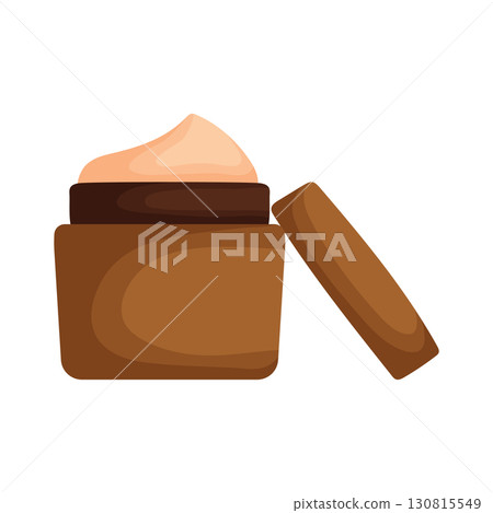 Container of Cream, Abstract Design with Geometric Shapes and Muted Earth Tones. Container of Cream, Abstract Design with Geometric Shapes and Muted Earth Tones. 130815549