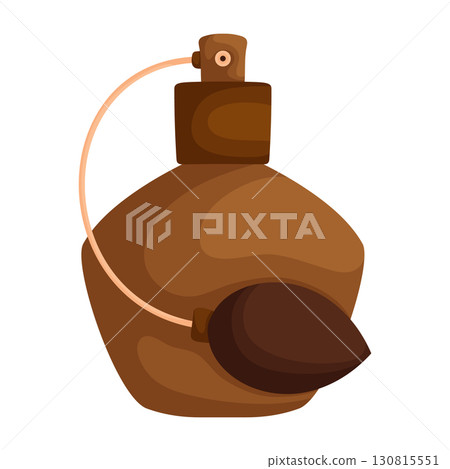 Abstract Perfume Bottle Illustration, Brown Tones and Smooth Curves, Flat Design. 130815551