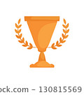 Golden Cup, a Symbol of Victory and Recognition, Surrounded by Stylized Laurels. 130815569