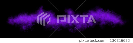 Vibrant purple and violet smoke cloud on transparent background isolated in horizontal shape with soft diffusion effect 130816623