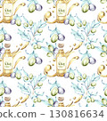 Olives and olive oil seamless pattern background wallpaper showcasing Italian cuisine nature and nutrition in vibrant watercolor style 130816634