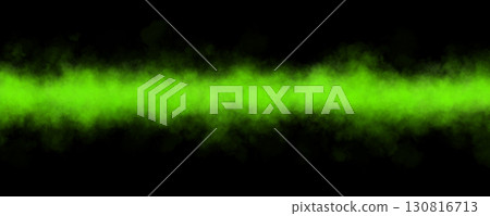 Green smoke stripe with glowing neon effect on transparent background useful as mockup template or sci fi energy stream design 130816713