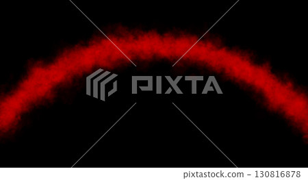 Curved glowing red smoke arc on transparent background, fog and steam mockup template for digital design 130816878