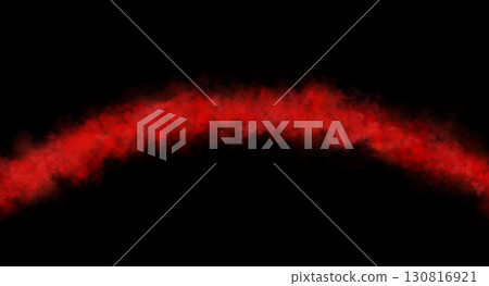 Red arc of smoke, fog or steam on transparent background mockup template for special effects and compositions 130816921