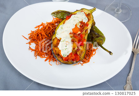 Baked eggplant with vegetable and tzatziki 130817025