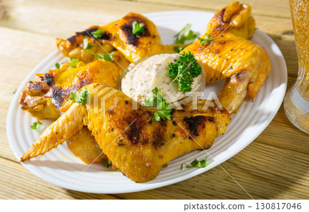 Delicious fried chicken wings 130817046