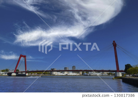 Rotterdam, Netherlands - 09/06/2025, Willemsbrug bridge over Maas River 130817386