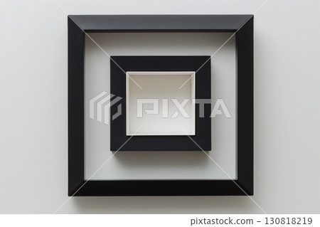 Two nested black frames blank white centers plain white background 130818219