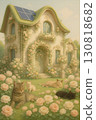 Enchanted Cottage with Solar Power and Sleeping Cats (AI Generated) 130818682