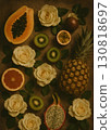 papaya, pineapple, dragon fruit 130818697